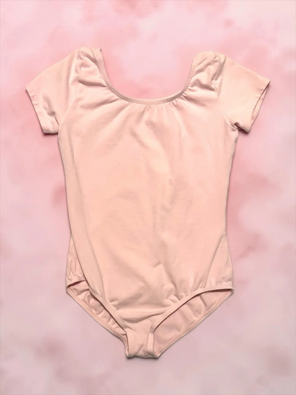 Blush Pink Short‑Sleeve Leotard – Girls Large (Boutique XXL)